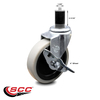 Service Caster 4 Inch Thermoplastic Rubber Wheel 1-5/8 Inch Expanding Stem Caster with Brake SCC-EX05S410-TPRS-SLB-158